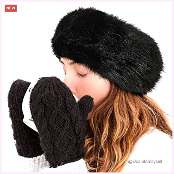 2 Pack Faux Fur Headband Ear Warmer Winter Ski Hat Elastic One Size main image 4